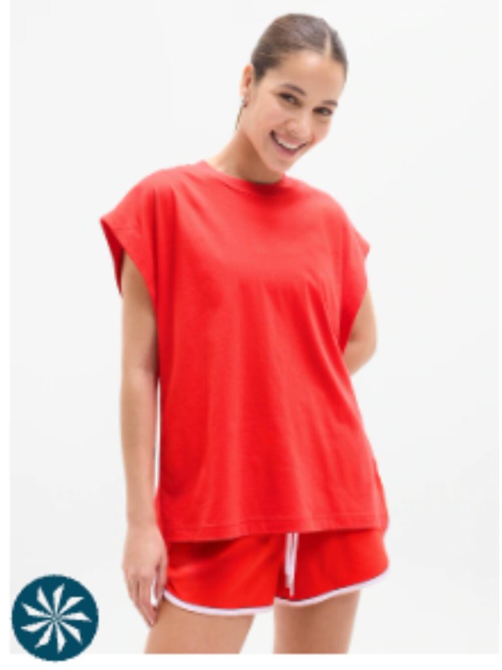 Athleta True Cotton Oversized Muscle Tee in Cardinal Red